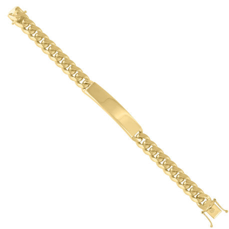 925-Sterling Yellow Solid Miami Cuban Id Bracelet