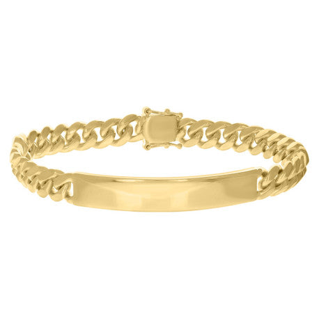 925-Sterling-Yellow Solid Miami Cuban Id Bracelet