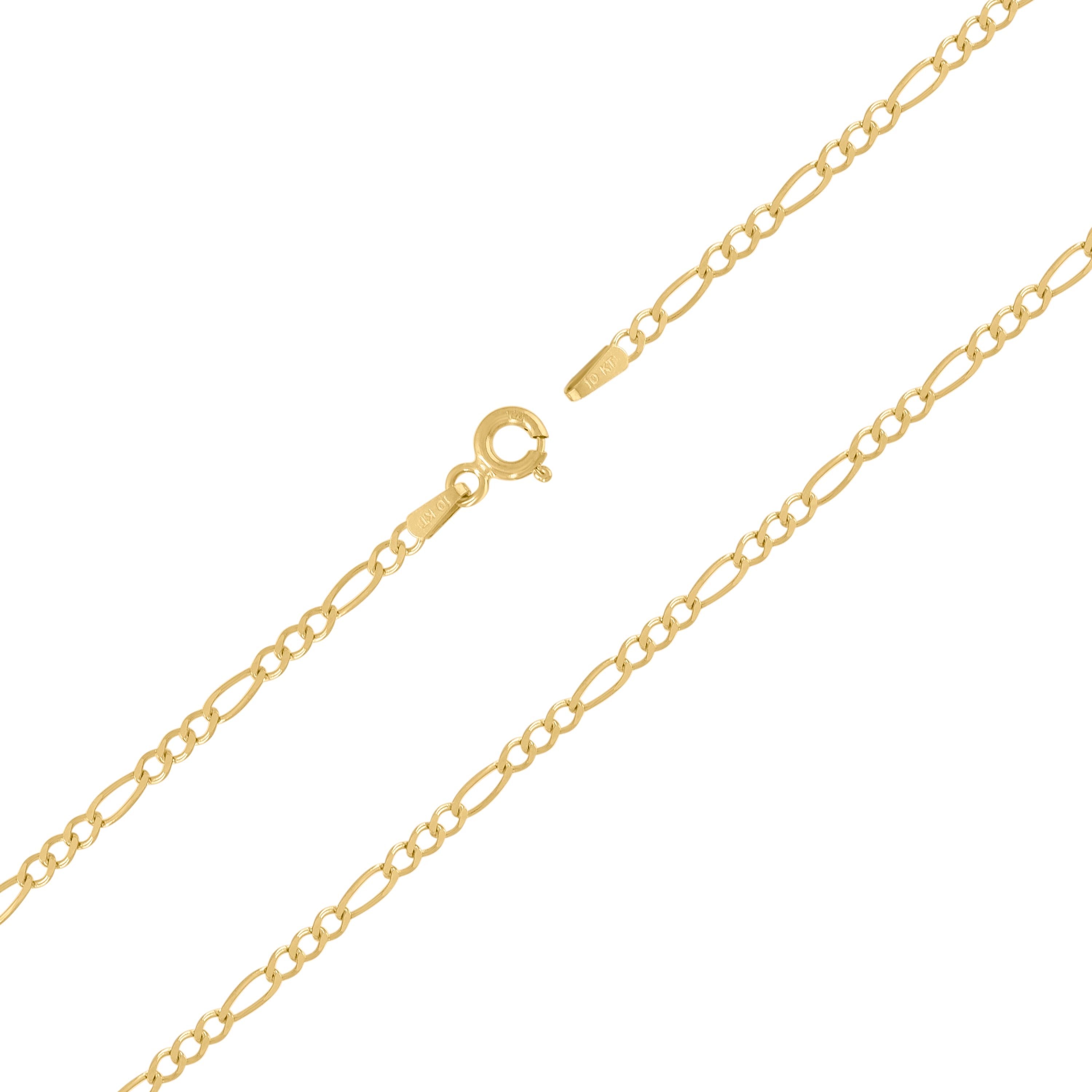 10K Yellow Gold Solid Figaro Chain 050 2.00mm