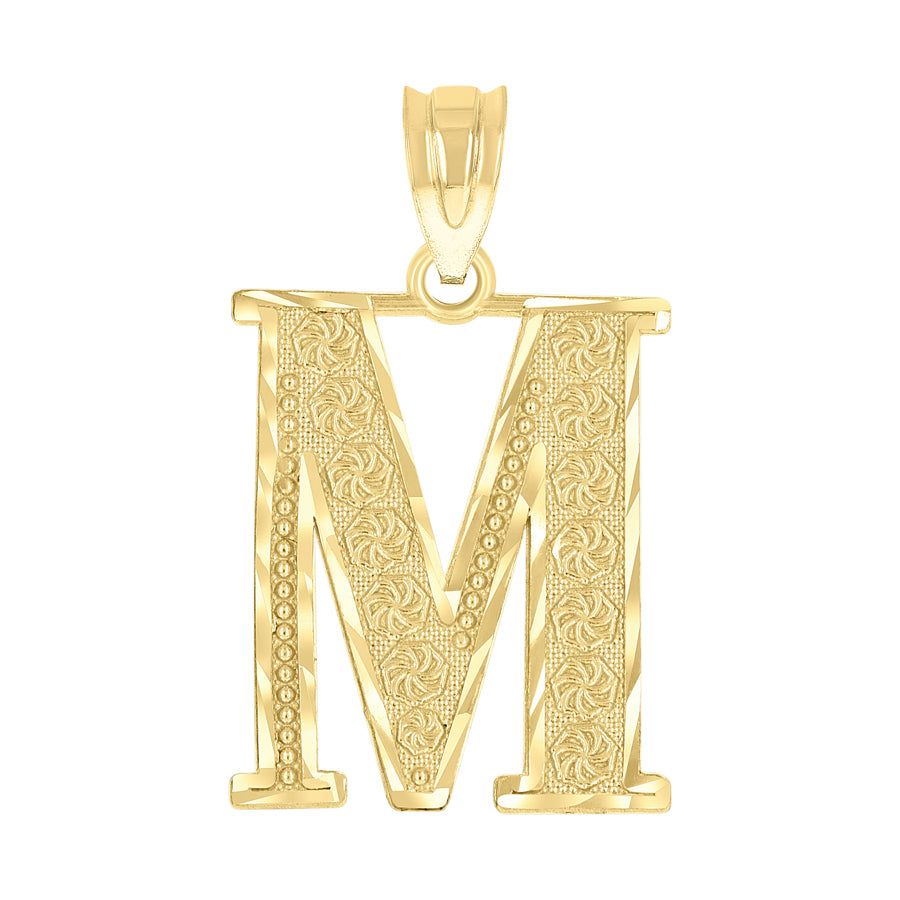 10K Gold Initial "M" Letter Pendant
