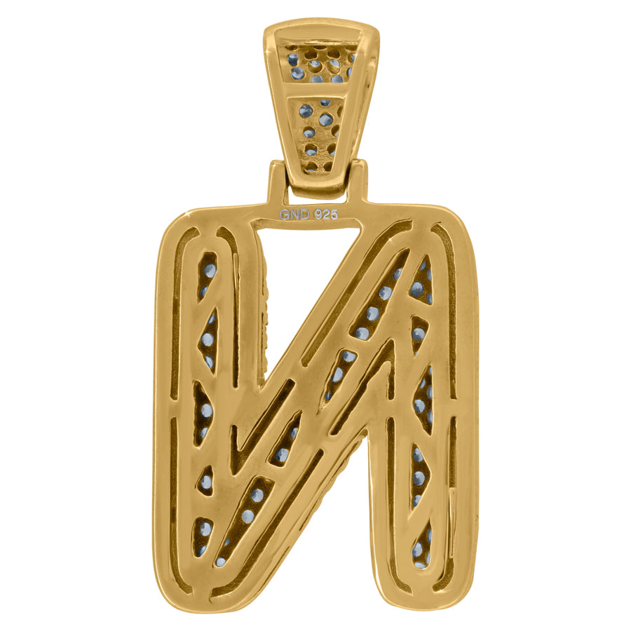 925 Sterling Silver Initial Letter "N" Pendant