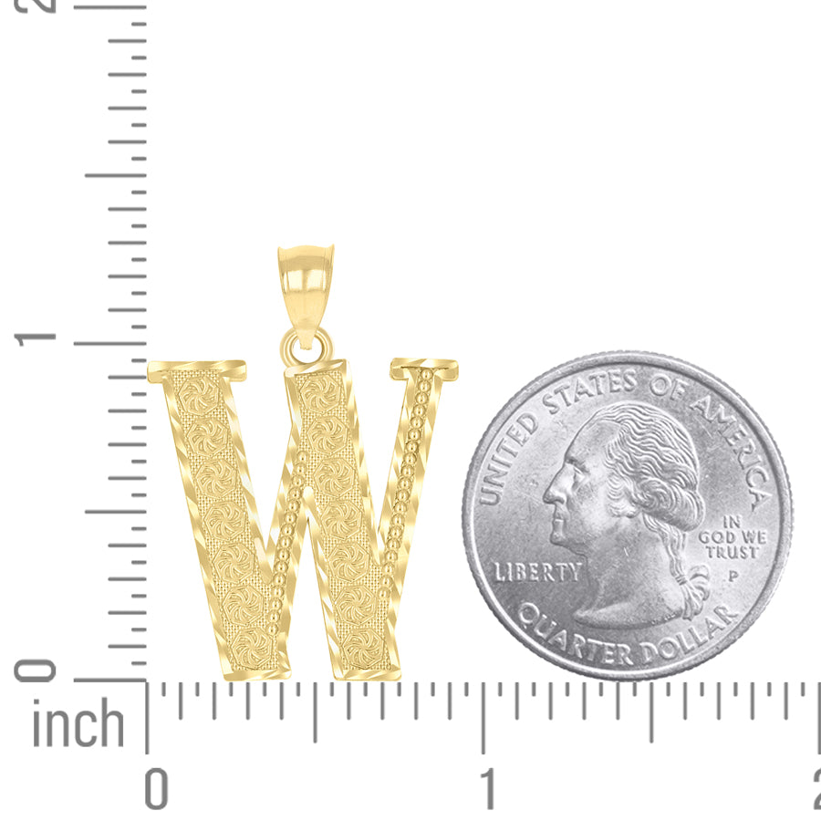 10K Gold Initial Letter Pendant "W"