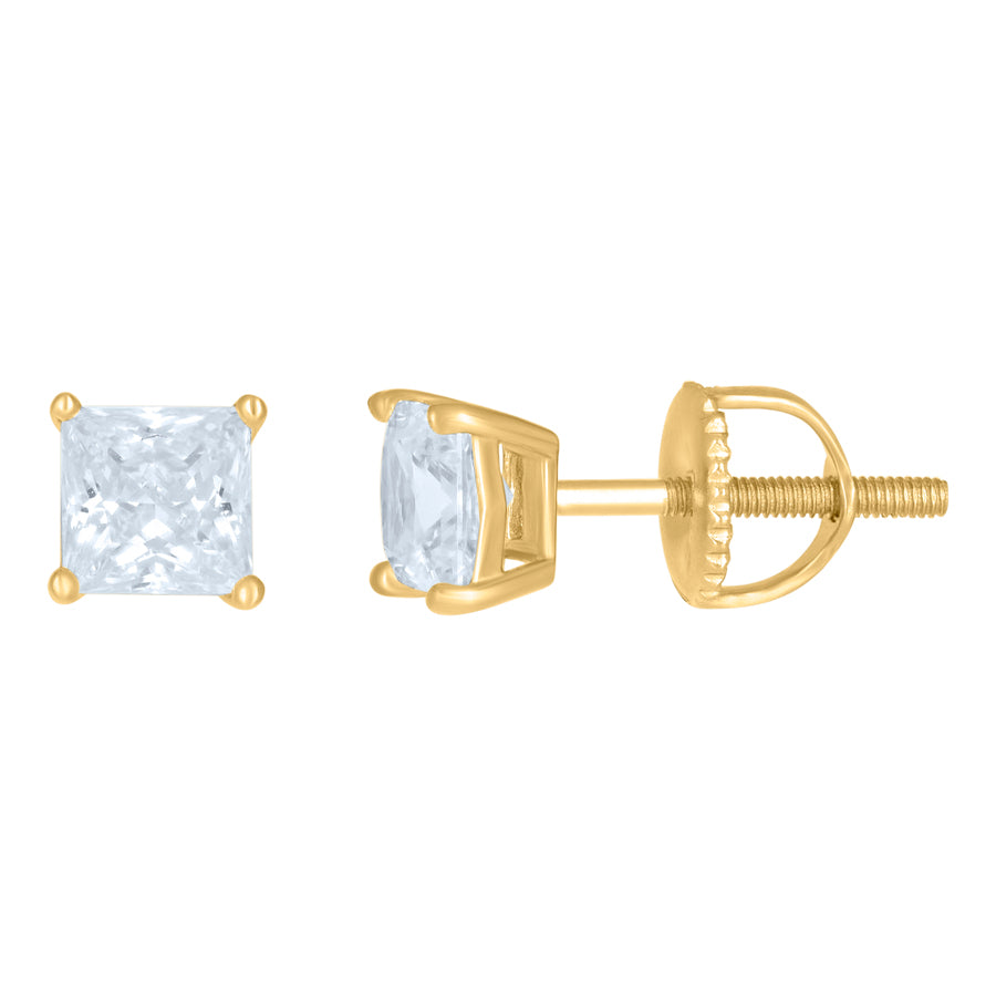 925 Sterling Silver 5mm Square Stud Earrings