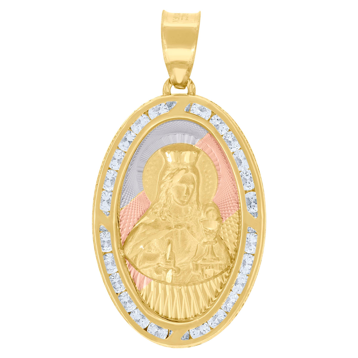 10Kt Gold Tri-Color Cz Pendant