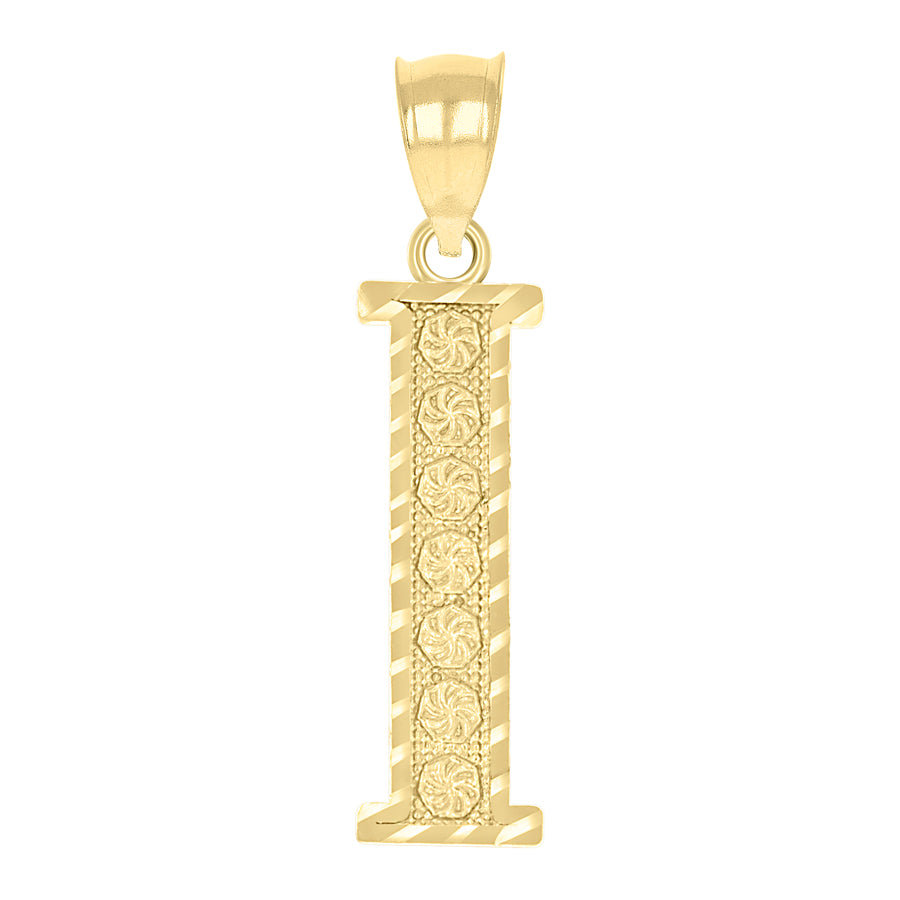 10K Gold Initial Letter Pendant "I"