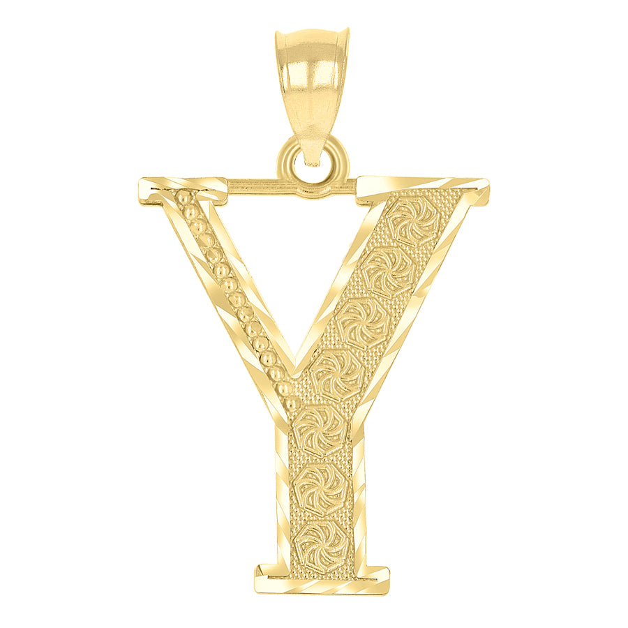 10K Gold Initial Letter Pendant "Y"