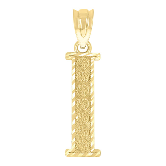 10K Gold Initial "I" Letter Pendant