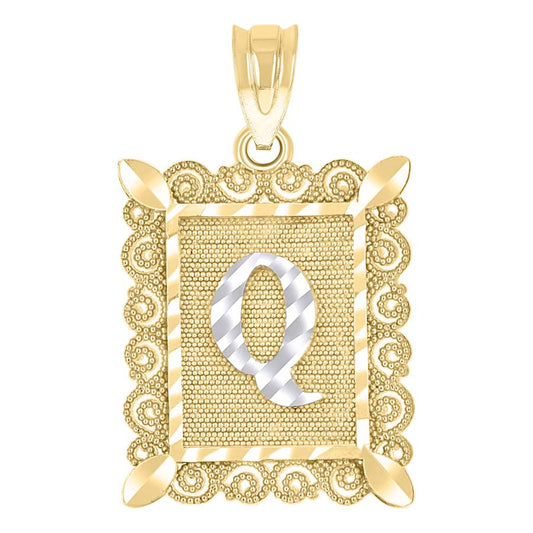 10Kt Gold Initial Letter "Q" Pendant