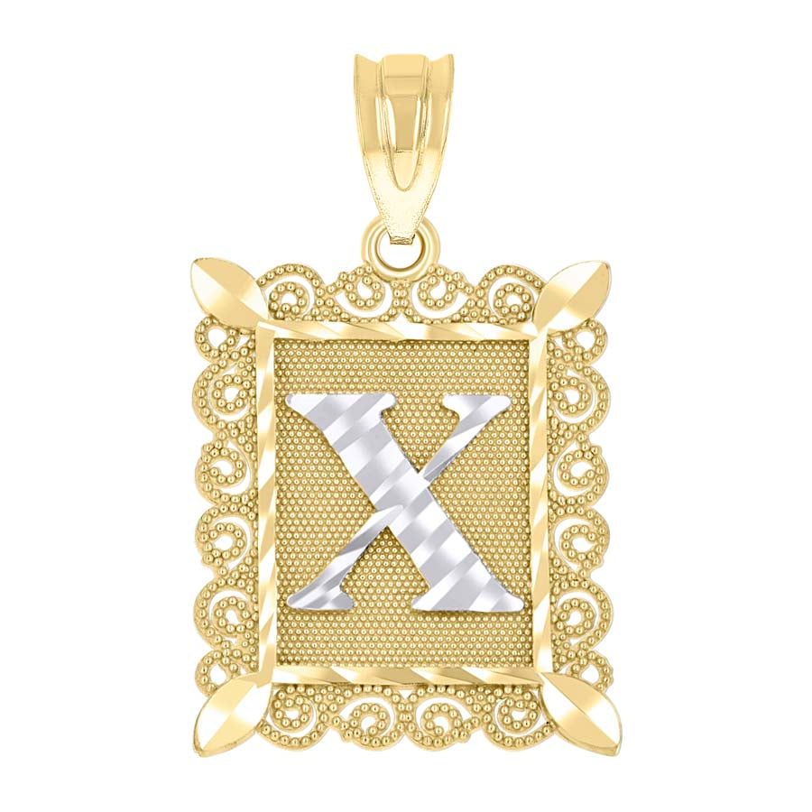 10K Gold Initial Letter "X" Pendant
