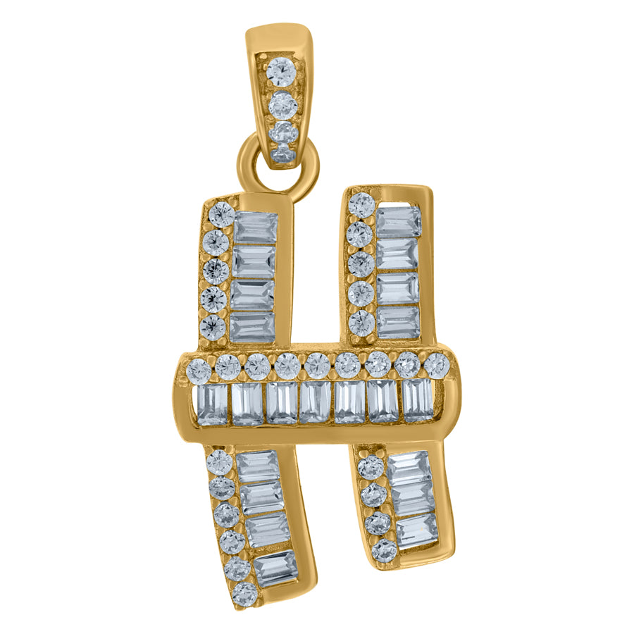 10Kt Gold Initial "H" Letter Pendant