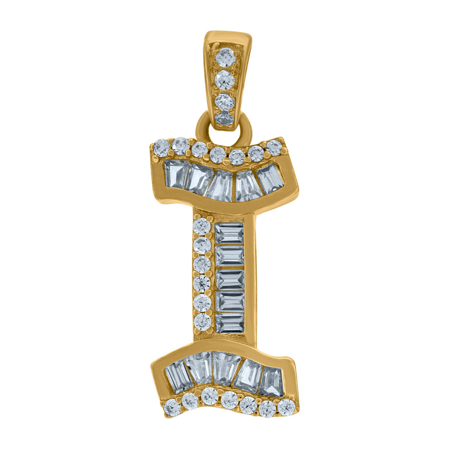 10Kt Gold Initial "I" Letter Pendant