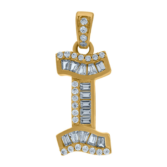 10Kt Gold Initial "I" Letter Pendant