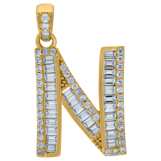 10Kt Gold Initial "N" Letter Pendant