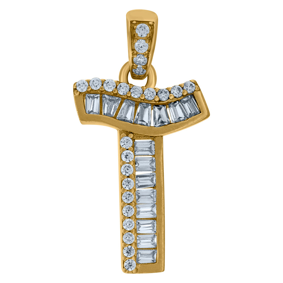 10Kt Gold Initial "T" Letter Pendant