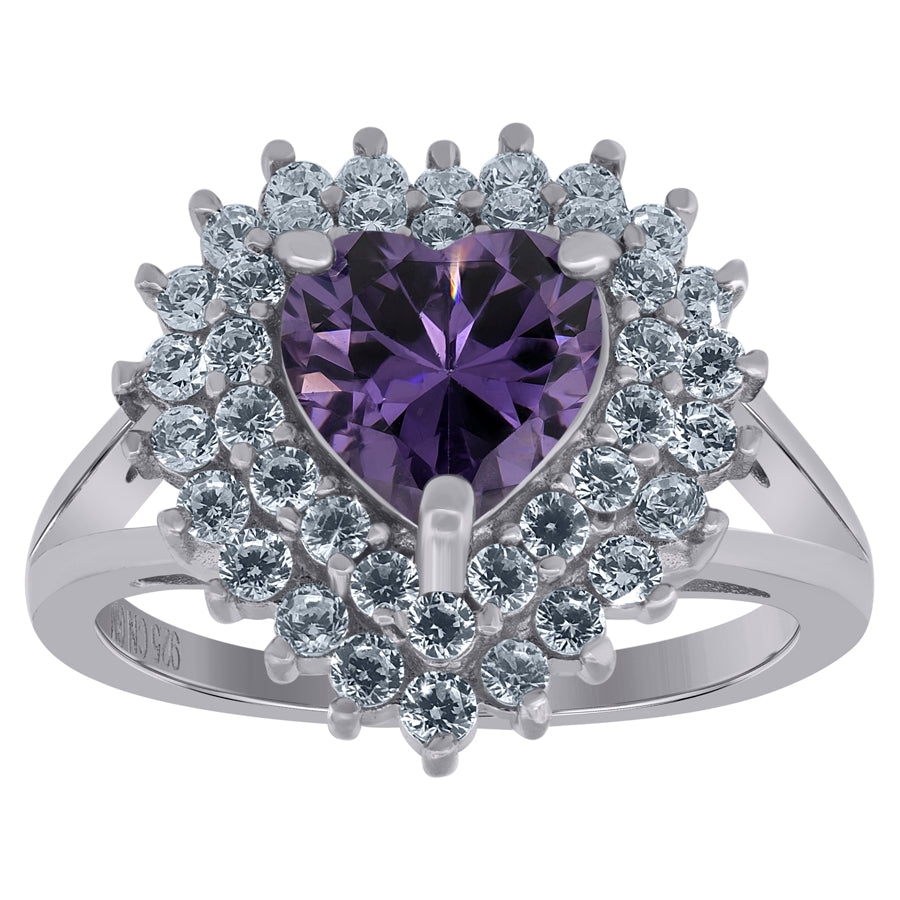 925 Sterling Silver Cz Heart Ring