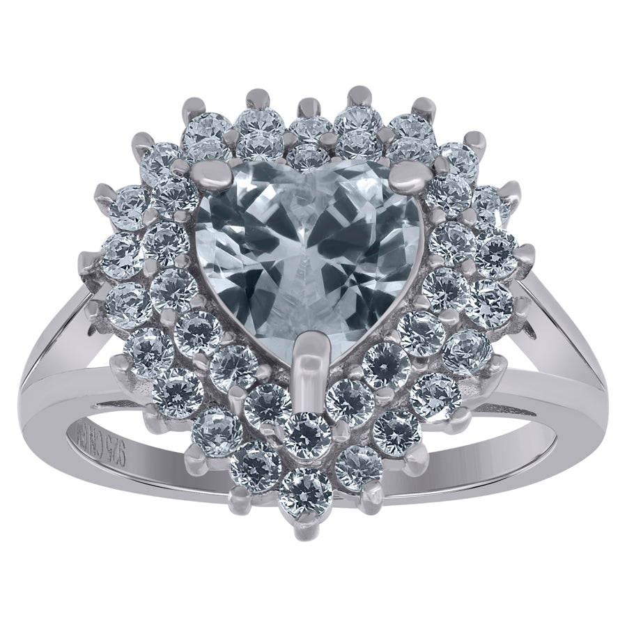 925 Sterling Silver Cz Heart Ring