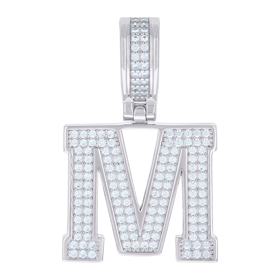 925 Sterling Silver Pendant Inital Letter "M"