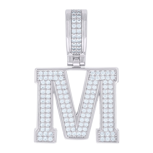 925 Sterling Silver Pendant Inital Letter "M"