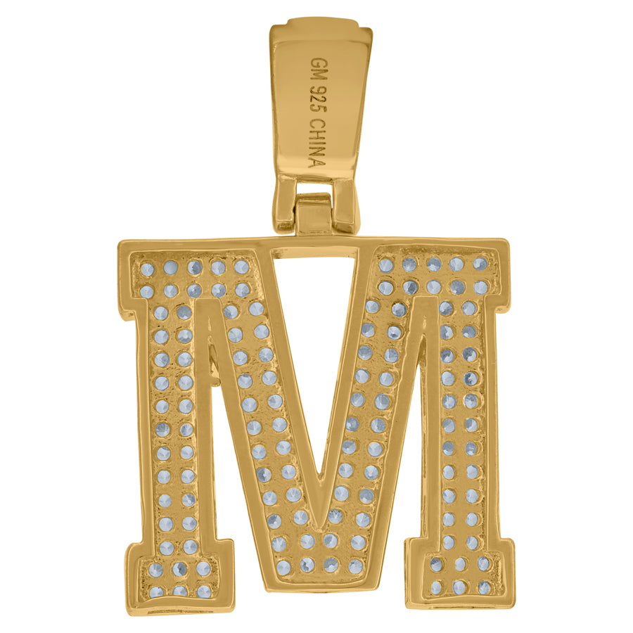 925 Sterling Silver Pendant Inital Letter "M"