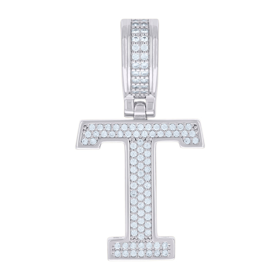 925 Sterling Silver Pendant Inital Letter "T"