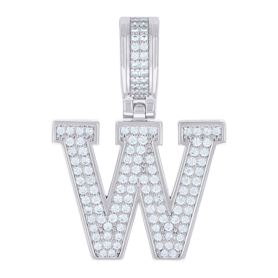 925 Sterling Silver Pendant Inital Letter "W"