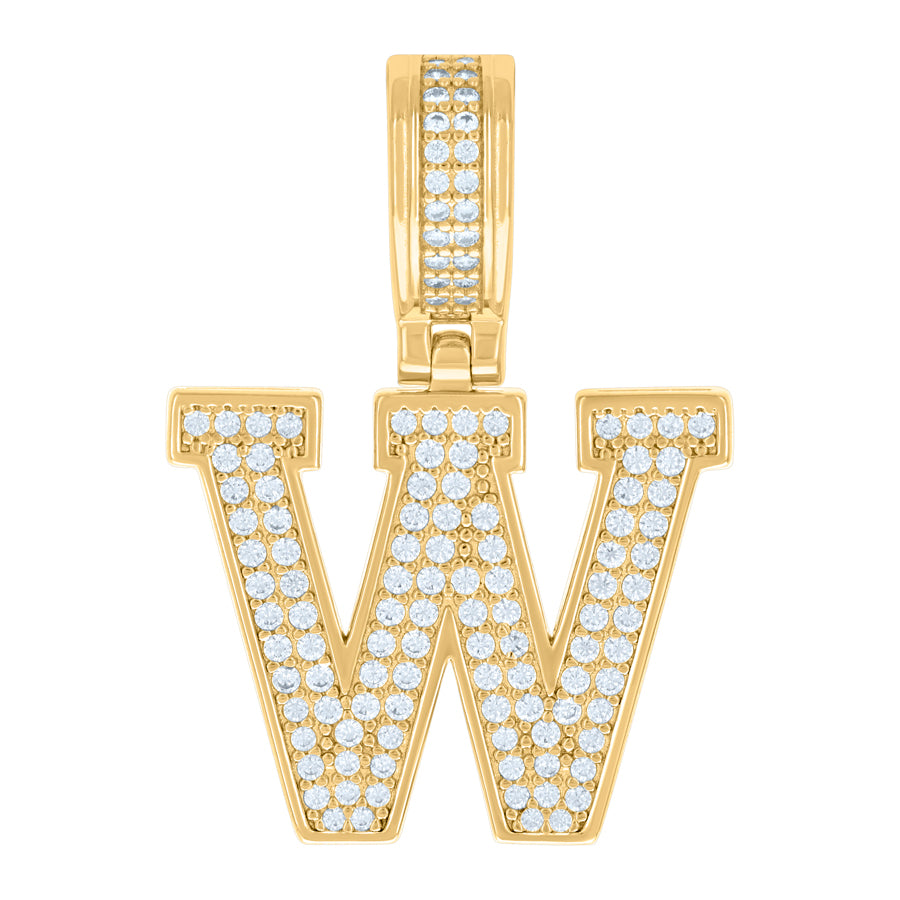 925 Sterling Silver Pendant Inital Letter "W"