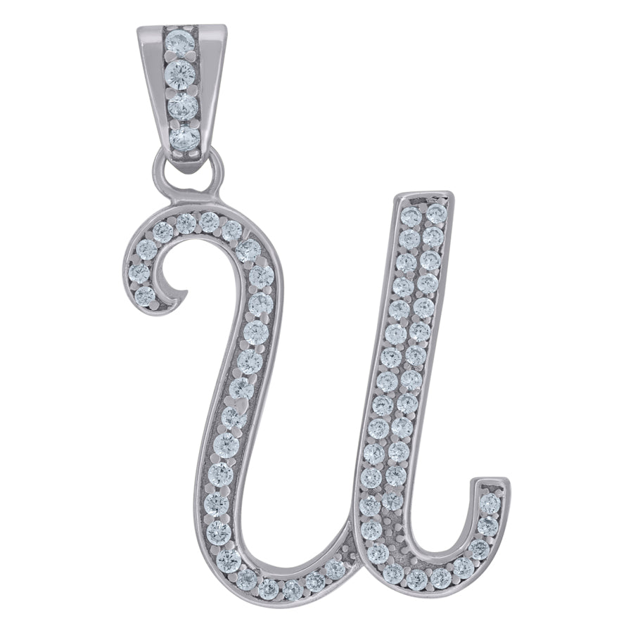 925 Sterling Silver Initial Letter "U" Pendant
