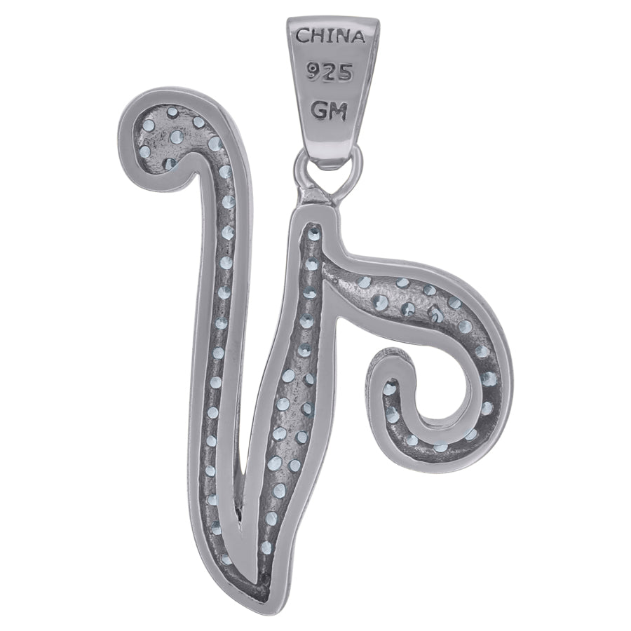 925 Sterling Silver Initial Letter "V" Pendant