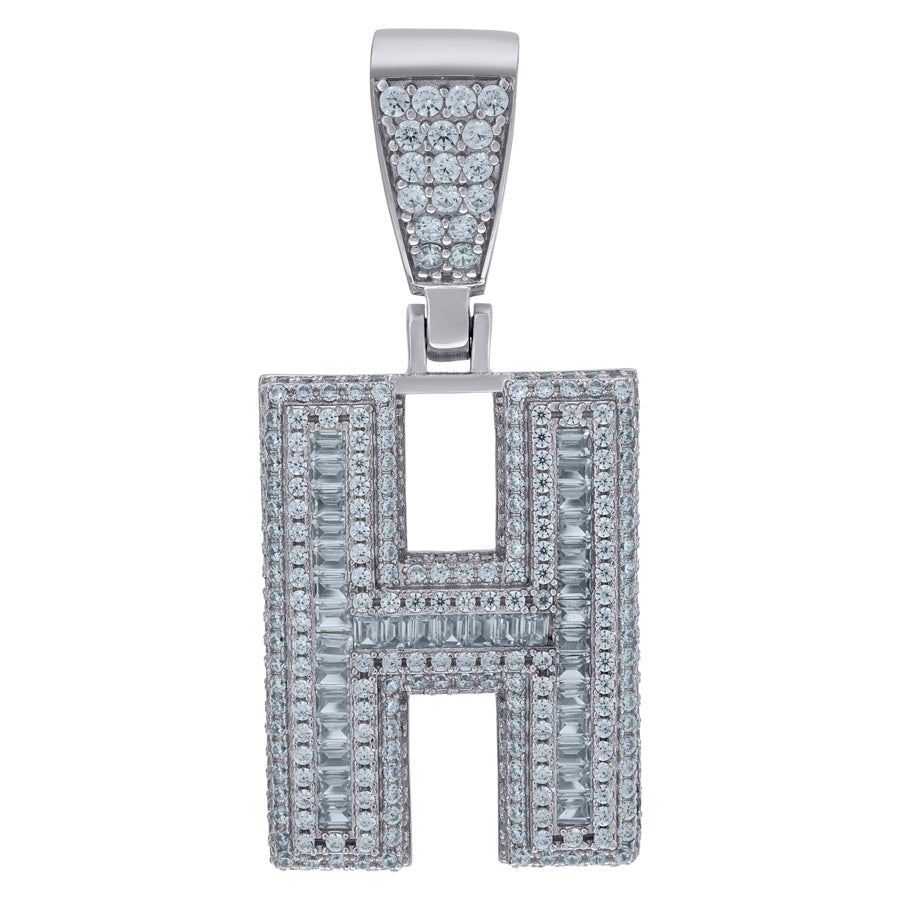 925 Sterling Silver Initial Letter "H" Pendant