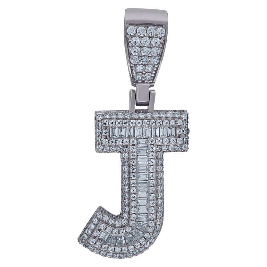 925 Sterling Silver Initial Letter "J" Pendant