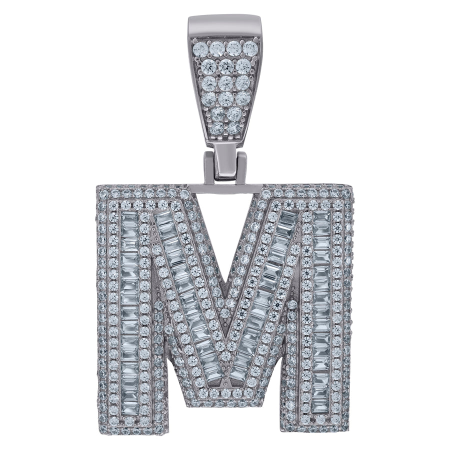 925 Sterling Silver Initial Letter "M" Pendant
