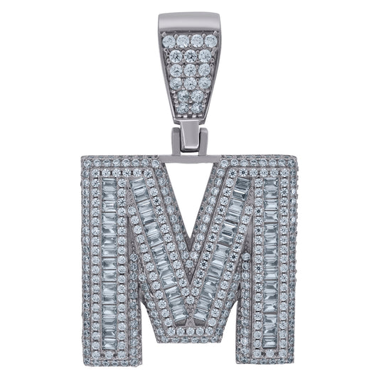 925 Sterling Silver Initial Letter "M" Pendant