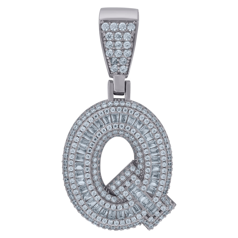 925 Sterling Silver Initial Letter "Q" Pendant