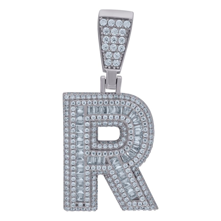 925 Sterling Silver Initial Letter "R" Pendant