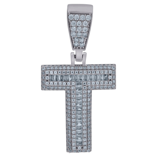 925 Sterling Silver Initial Letter "T" Pendant