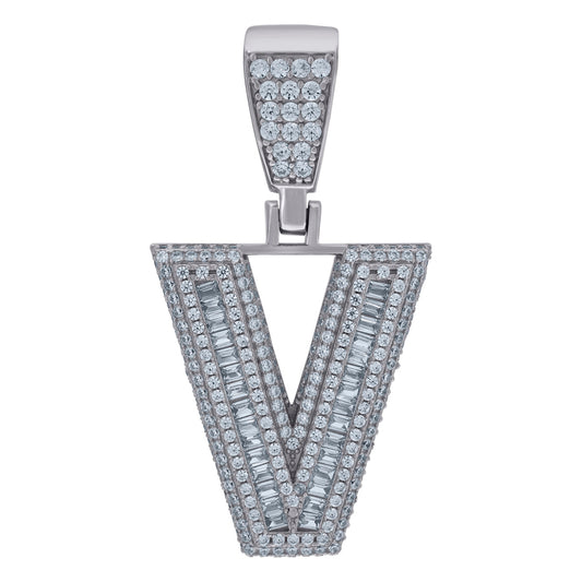 925 Sterling Silver Initial Letter "V" Pendant
