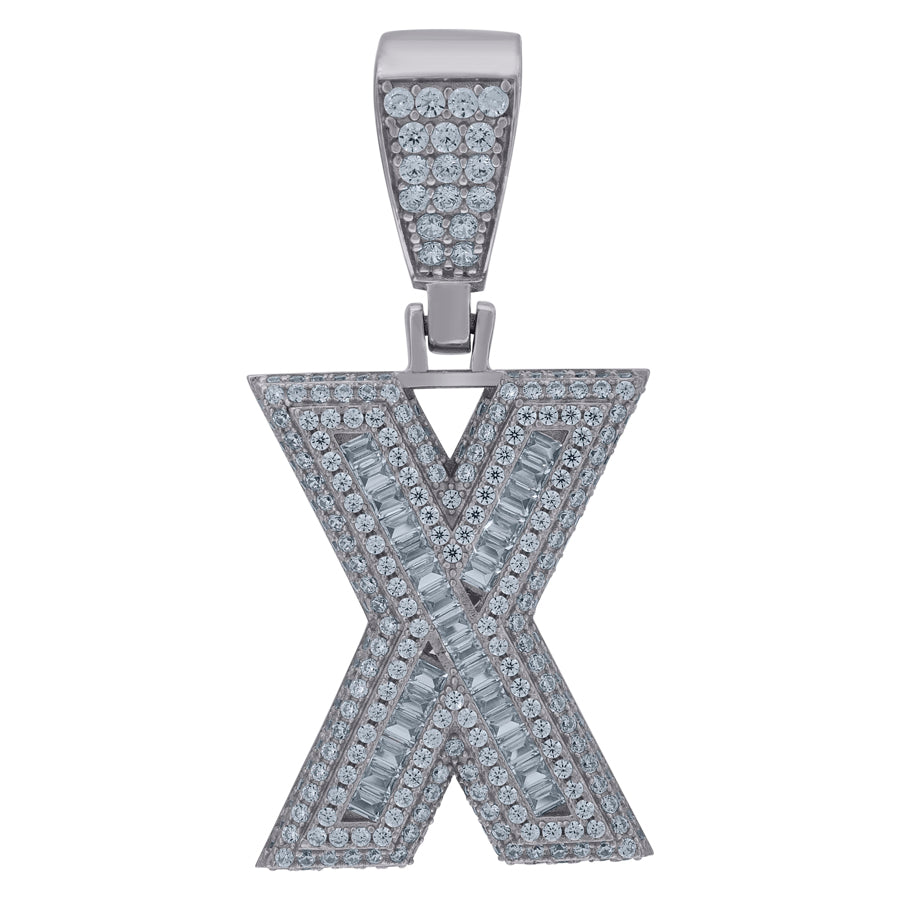 925 Sterling Silver Initial Letter "X" Pendant