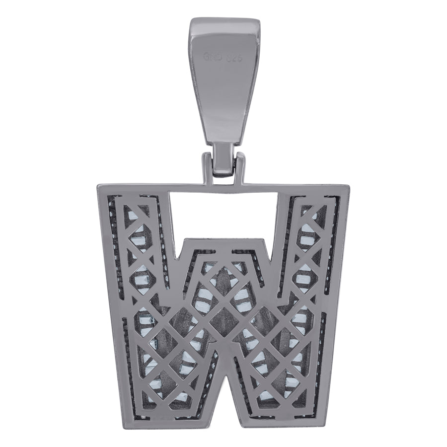 925 Sterling Silver Initial Letter "W" Pendant