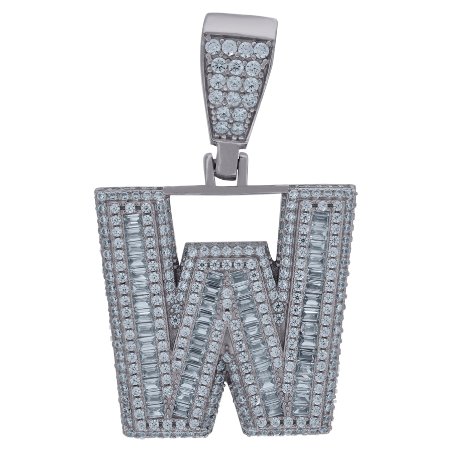 925 Sterling Silver Initial Letter "W" Pendant