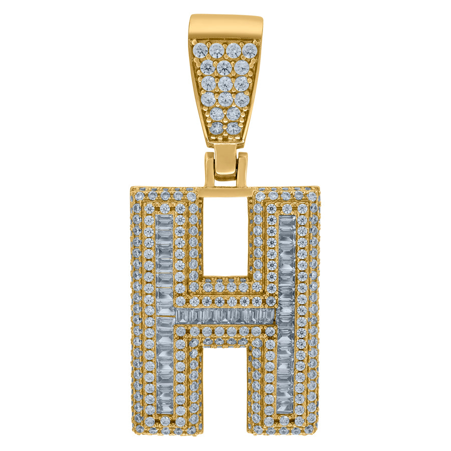 925 Sterling Silver Initial Letter "H" Pendant