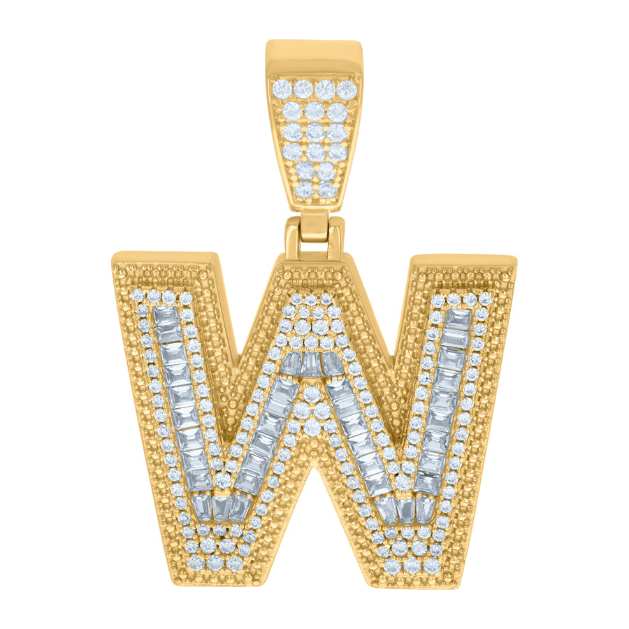 925 Sterling Silver Initial Letter "W" Pendant
