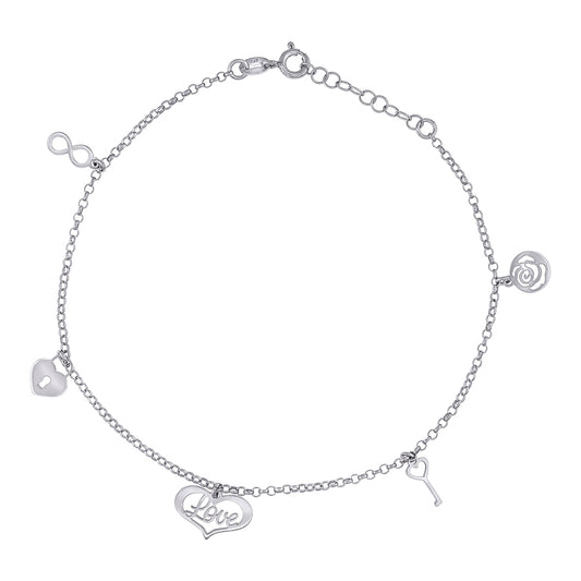 925 Sterling Silver Anklet 9"+1"