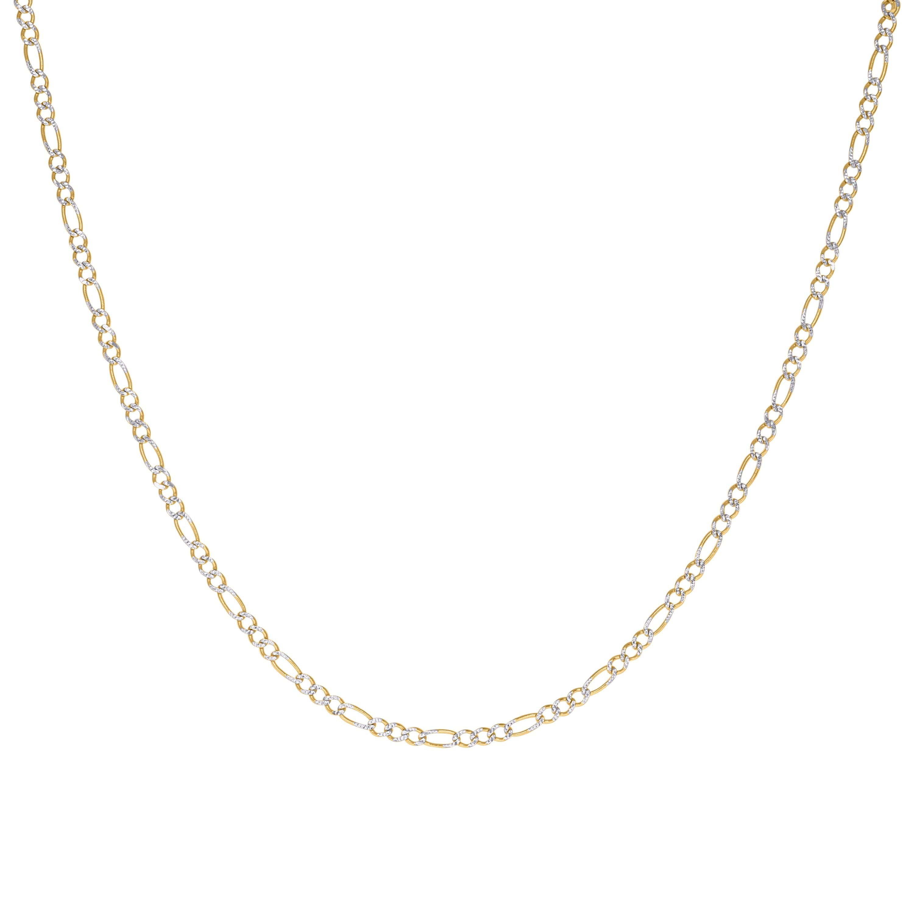 10K Two-Tone Solid Figaro Chain 065 2.50mm