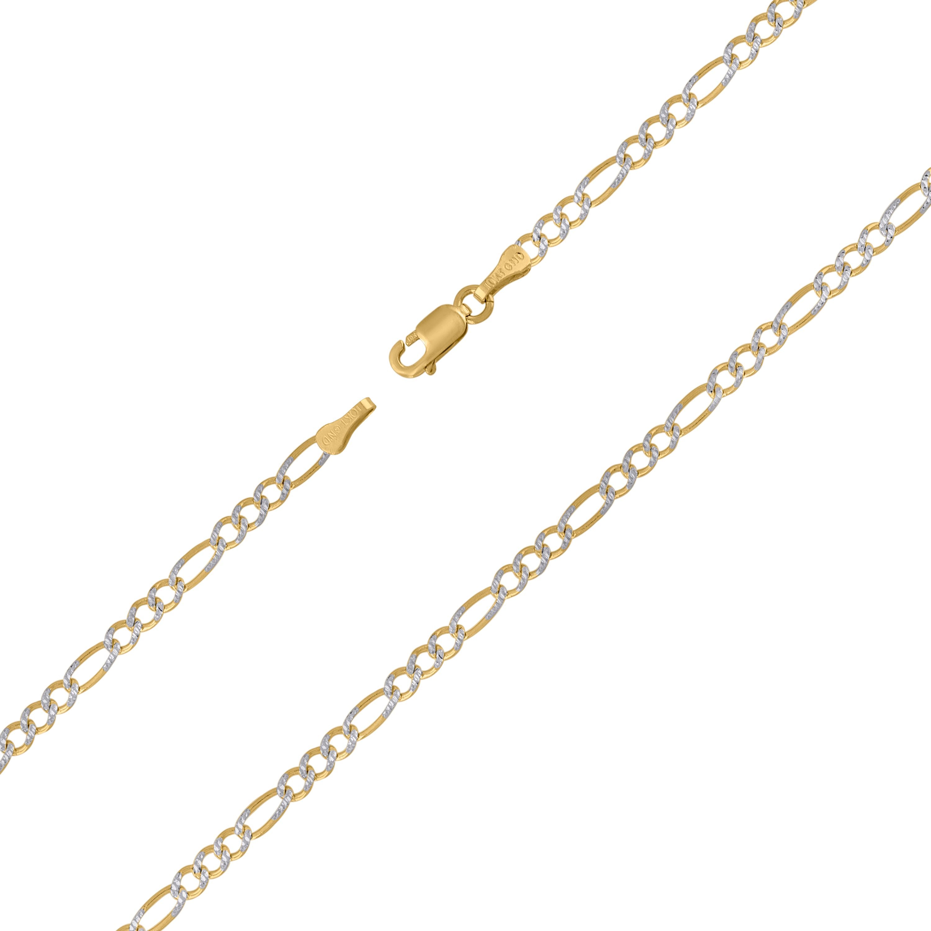 10K Two-Tone Solid Figaro Chain 065 2.50mm