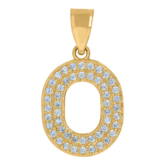 10Kt Gold Cz Initial "O" Letter Pendant