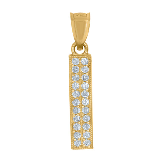 10Kt Gold Cz Initial "I" Letter Pendant