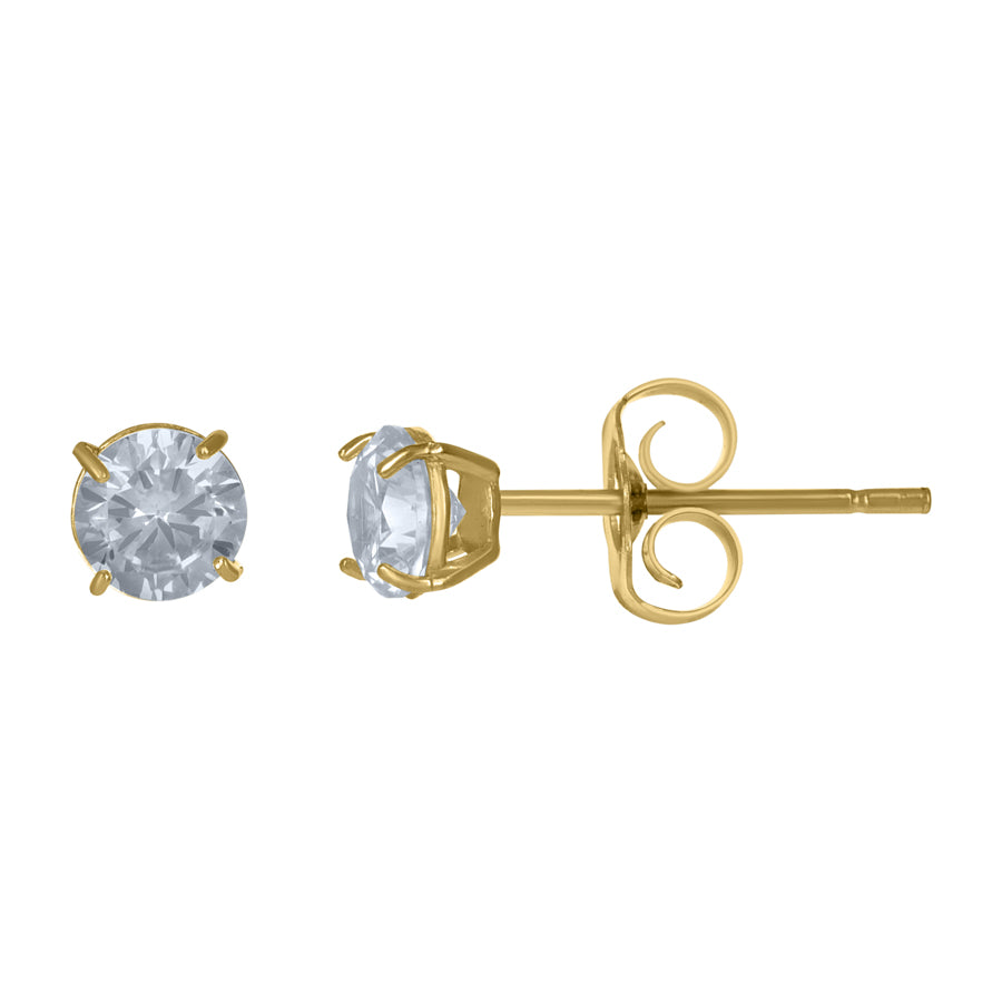 10Kt Gold 4Mm Cz Earrings