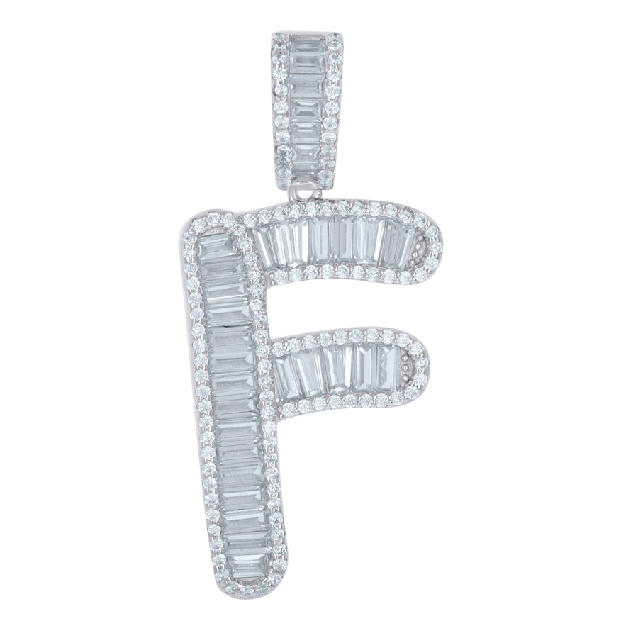 925 Sterling Silver Initial Pendant "F"