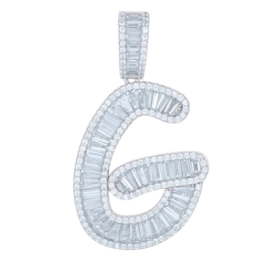 925 Sterling Silver Initial Pendant "G"