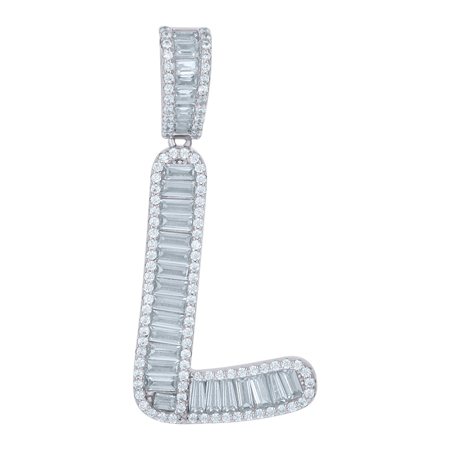 925 Sterling Silver Initial Pendant "L"
